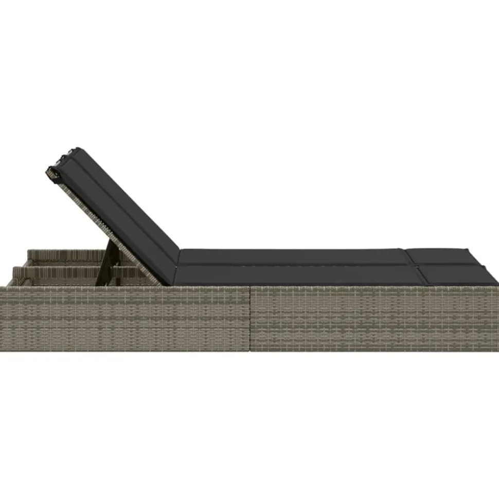 MAISON EXCLUSIVE - Chaise longue double avec coussins gris résine tressée