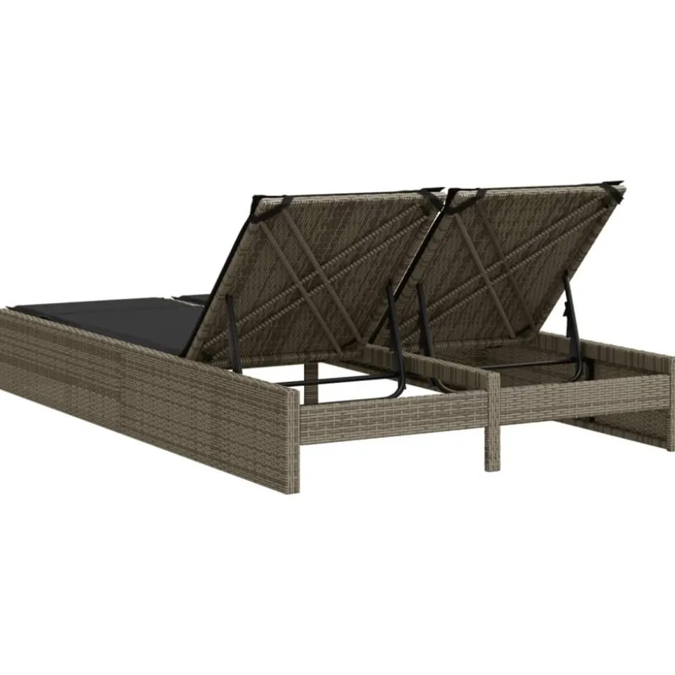 MAISON EXCLUSIVE - Chaise longue double avec coussins gris résine tressée