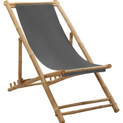 MAISON EXCLUSIVE - Chaise de terrasse bambou et toile gris foncé