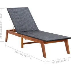 MAISON EXCLUSIVE - Chaise longue résine tressée et bois d'acacia massif