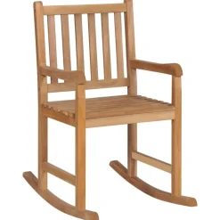 MAISON EXCLUSIVE - Chaise à bascule avec coussin bleu clair bois de teck solide