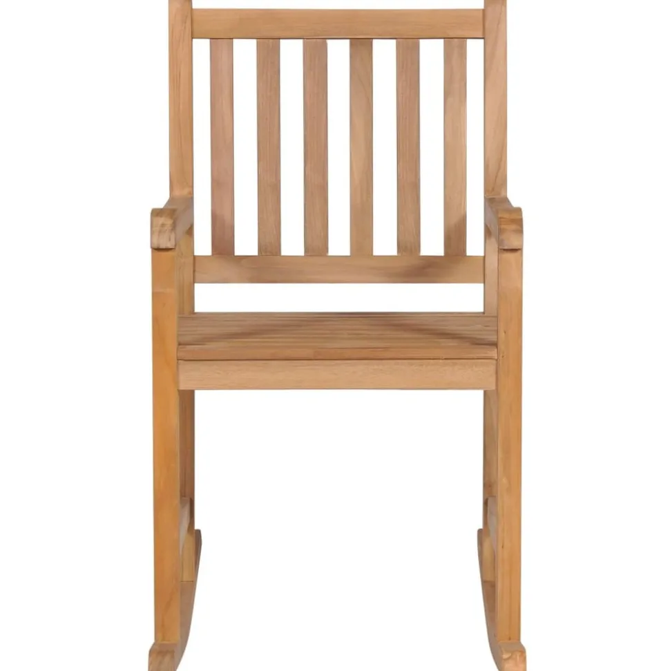 MAISON EXCLUSIVE - Chaise à bascule avec coussin bleu clair bois de teck solide