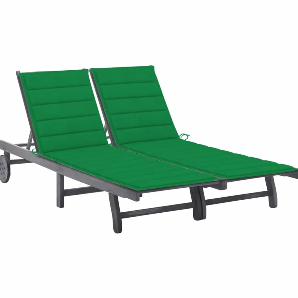MAISON EXCLUSIVE - Chaise longue de jardin 2 places avec coussin gris acacia