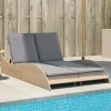 MAISON EXCLUSIVE - Chaise longue avec coussins beige 114x205x73 cm résine tressée