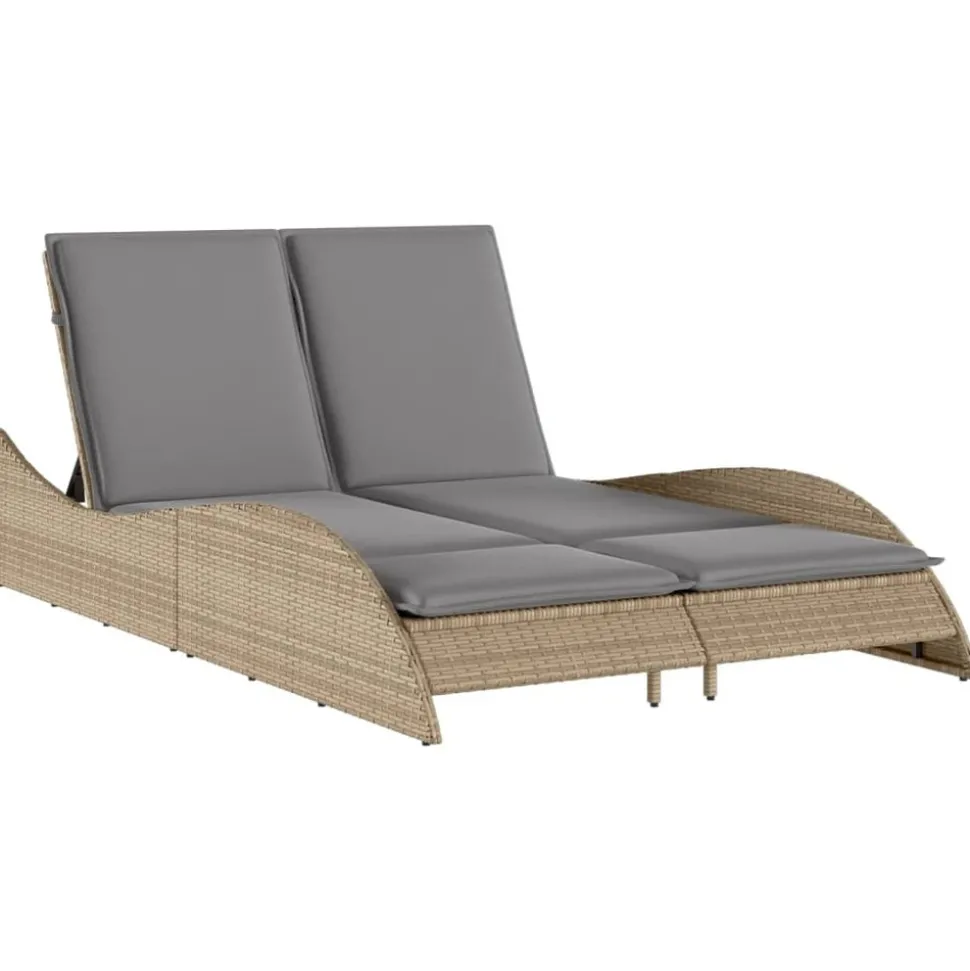 MAISON EXCLUSIVE - Chaise longue avec coussins beige 114x205x73 cm résine tressée