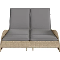 MAISON EXCLUSIVE - Chaise longue avec coussins beige 114x205x73 cm résine tressée