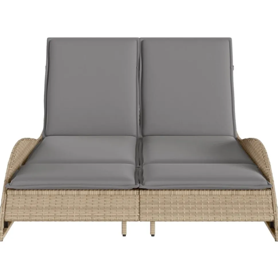 MAISON EXCLUSIVE - Chaise longue avec coussins beige 114x205x73 cm résine tressée