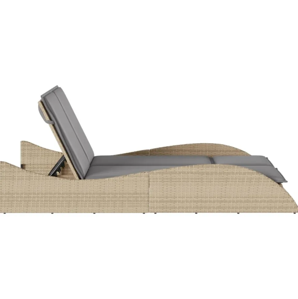 MAISON EXCLUSIVE - Chaise longue avec coussins beige 114x205x73 cm résine tressée