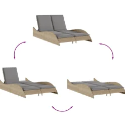 MAISON EXCLUSIVE - Chaise longue avec coussins beige 114x205x73 cm résine tressée