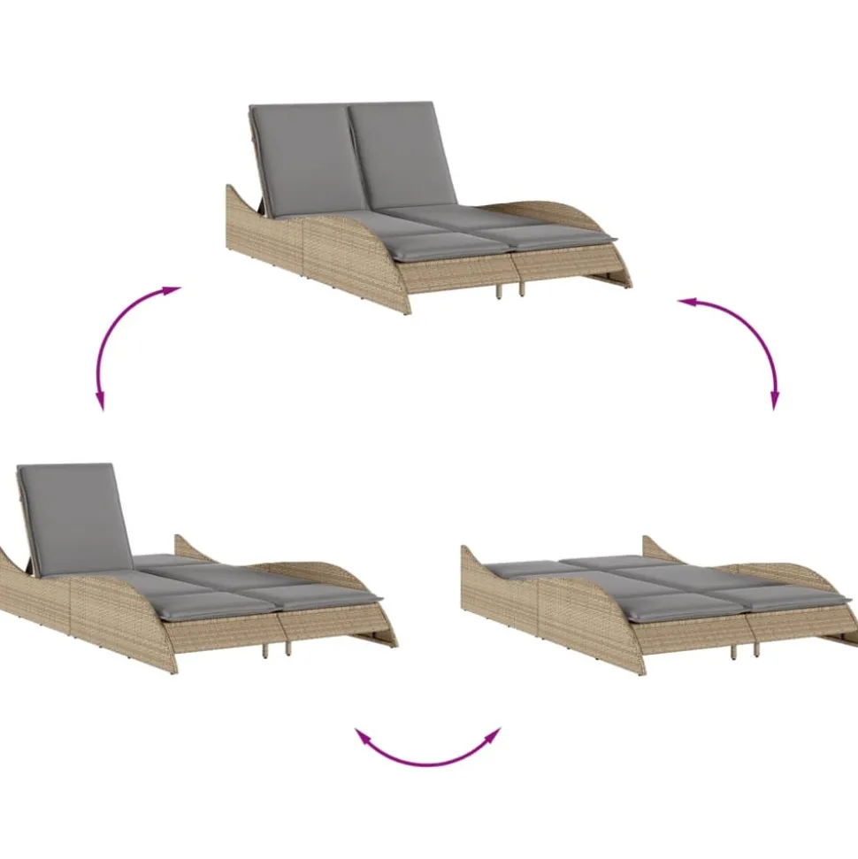 MAISON EXCLUSIVE - Chaise longue avec coussins beige 114x205x73 cm résine tressée