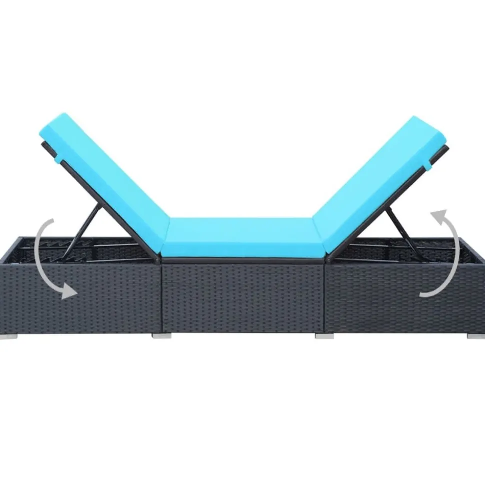 MAISON EXCLUSIVE - Chaise longue avec coussin résine tressée noir