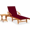 MAISON EXCLUSIVE - Chaise longue de jardin avec table et coussin bois d'acacia
