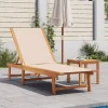 MAISON EXCLUSIVE - Chaise longue et table crème bois d'acacia solide et textilène
