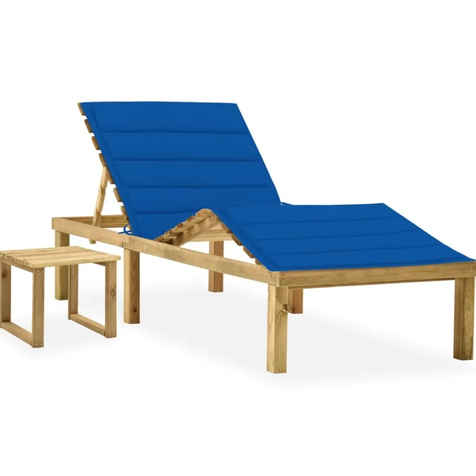 MAISON EXCLUSIVE - Chaise longue de jardin avec table et coussin pin imprégné