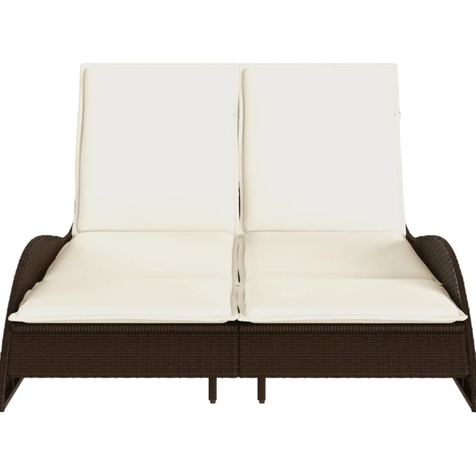 MAISON EXCLUSIVE - Chaise longue avec coussins marron 114x205x73 cm résine tressée