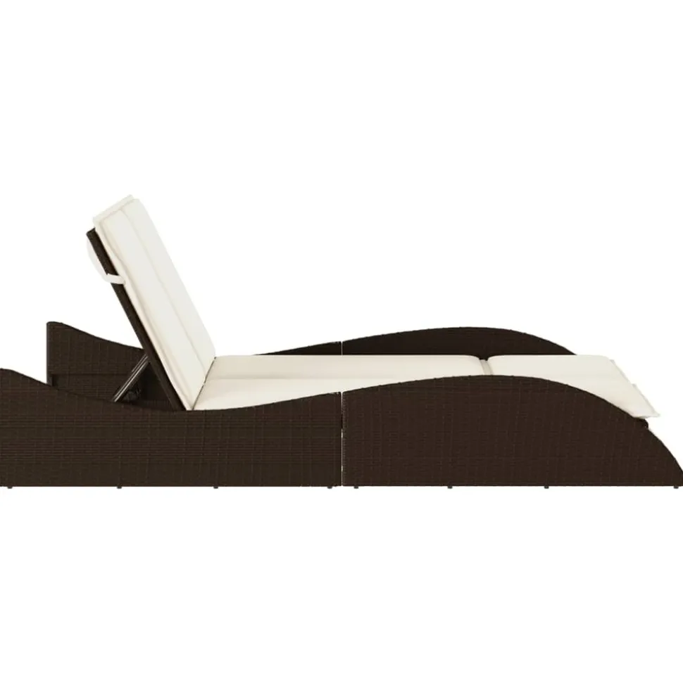 MAISON EXCLUSIVE - Chaise longue avec coussins marron 114x205x73 cm résine tressée