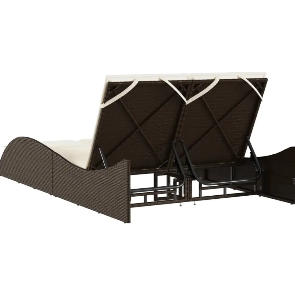 MAISON EXCLUSIVE - Chaise longue avec coussins marron 114x205x73 cm résine tressée