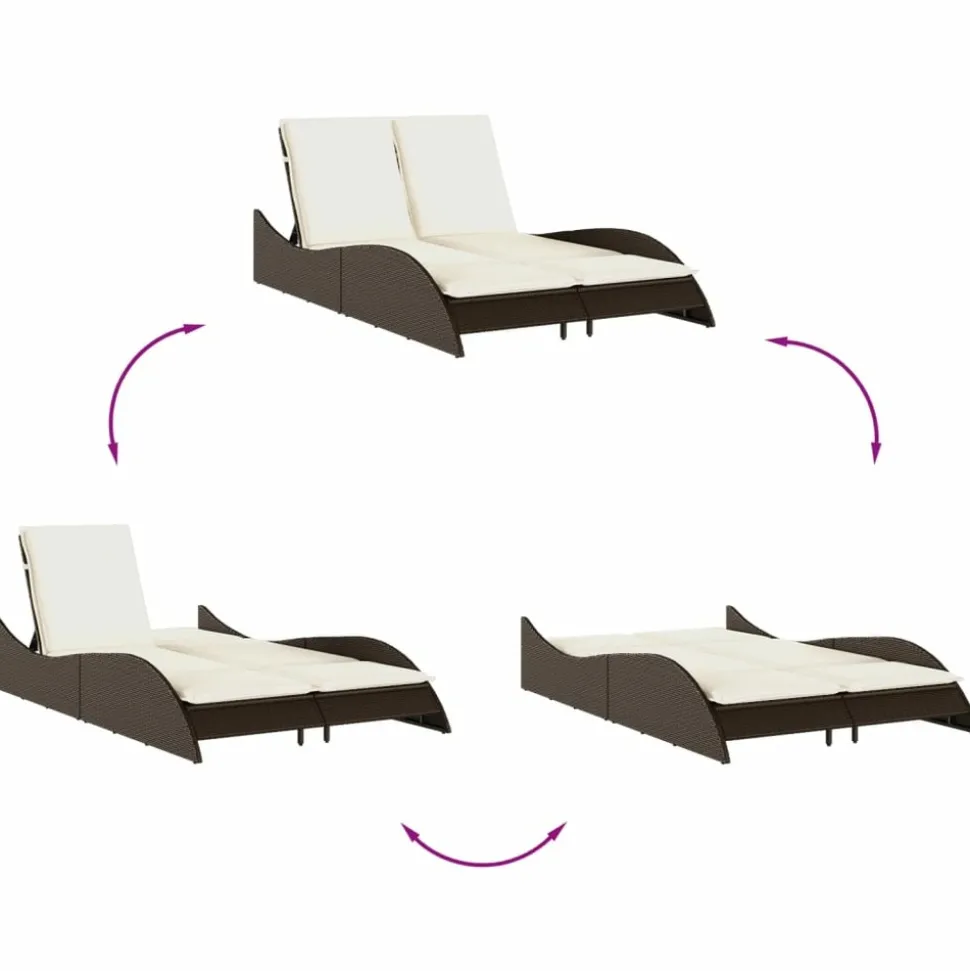 MAISON EXCLUSIVE - Chaise longue avec coussins marron 114x205x73 cm résine tressée