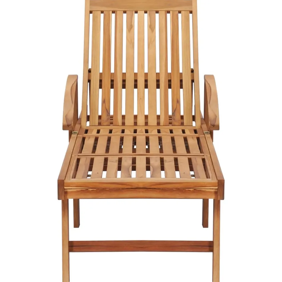 MAISON EXCLUSIVE - Chaise longue avec table et coussin bois de teck solide