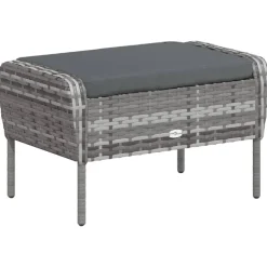 MAISON EXCLUSIVE - Chaise de jardin avec tabouret gris résine tressée