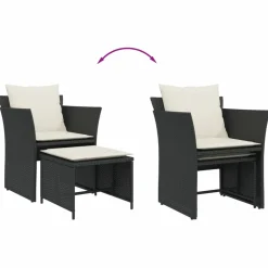 MAISON EXCLUSIVE - Chaise de jardin avec tabouret noir résine tressée