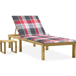 MAISON EXCLUSIVE - Chaise longue de jardin avec table et coussin pin imprégné