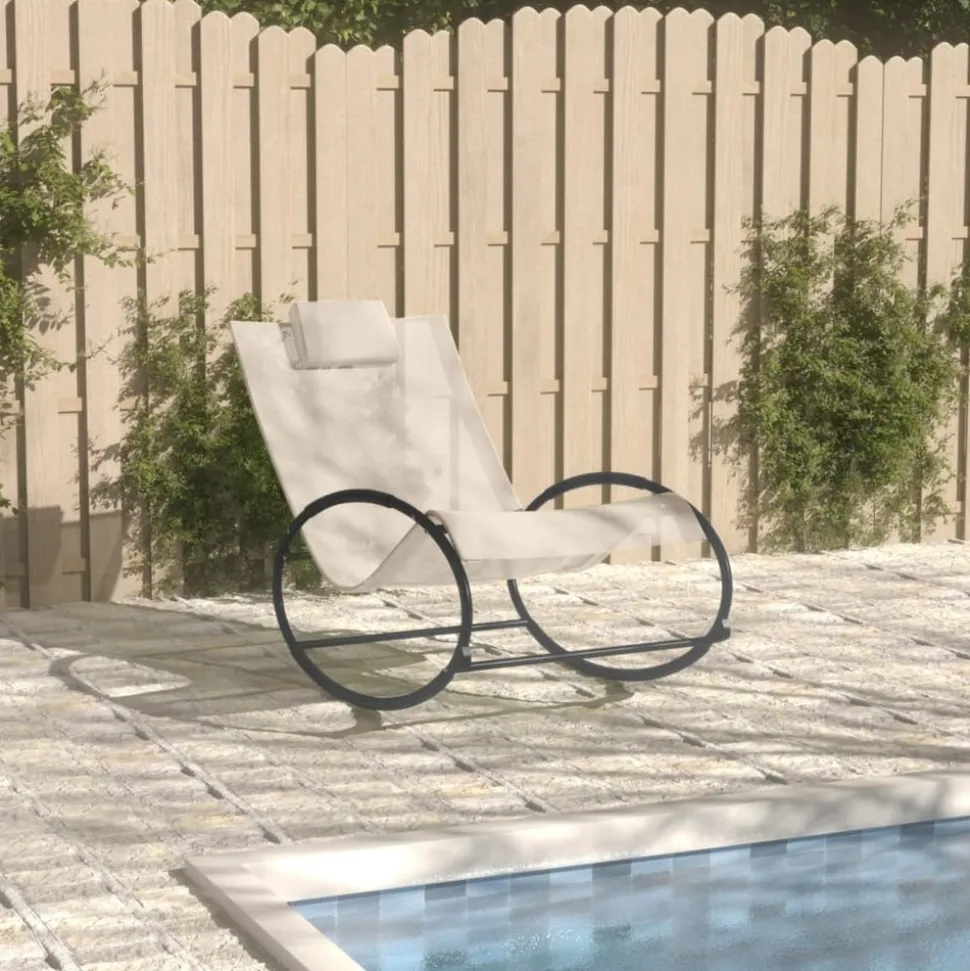 MAISON EXCLUSIVE - Chaise longue avec oreiller acier et textilène crème