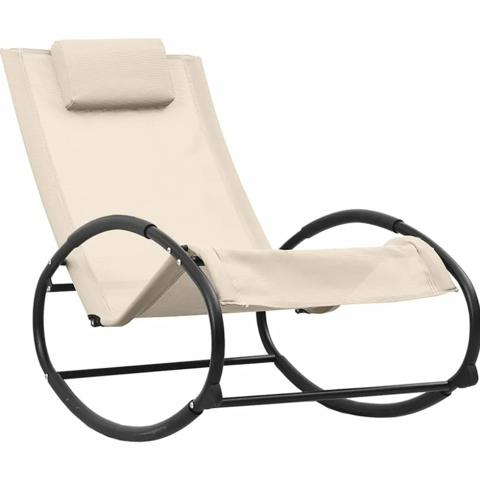 MAISON EXCLUSIVE - Chaise longue avec oreiller acier et textilène crème