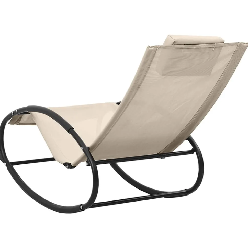 MAISON EXCLUSIVE - Chaise longue avec oreiller acier et textilène crème