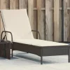 MAISON EXCLUSIVE - Chaise longue avec roues et coussin noir résine tressée