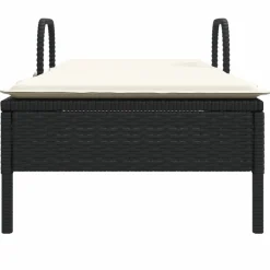 MAISON EXCLUSIVE - Chaise longue avec roues et coussin noir résine tressée