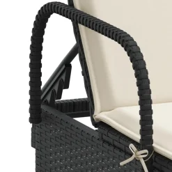 MAISON EXCLUSIVE - Chaise longue avec roues et coussin noir résine tressée