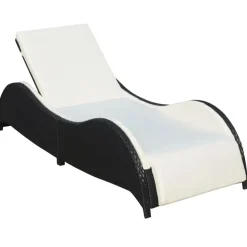 MAISON EXCLUSIVE - Chaise longue avec coussin résine tressée noir