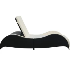 MAISON EXCLUSIVE - Chaise longue avec coussin résine tressée noir