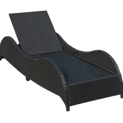 MAISON EXCLUSIVE - Chaise longue avec coussin résine tressée noir