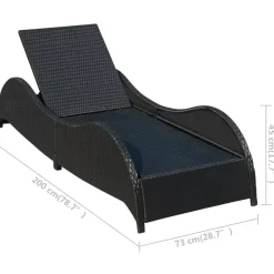 MAISON EXCLUSIVE - Chaise longue avec coussin résine tressée noir