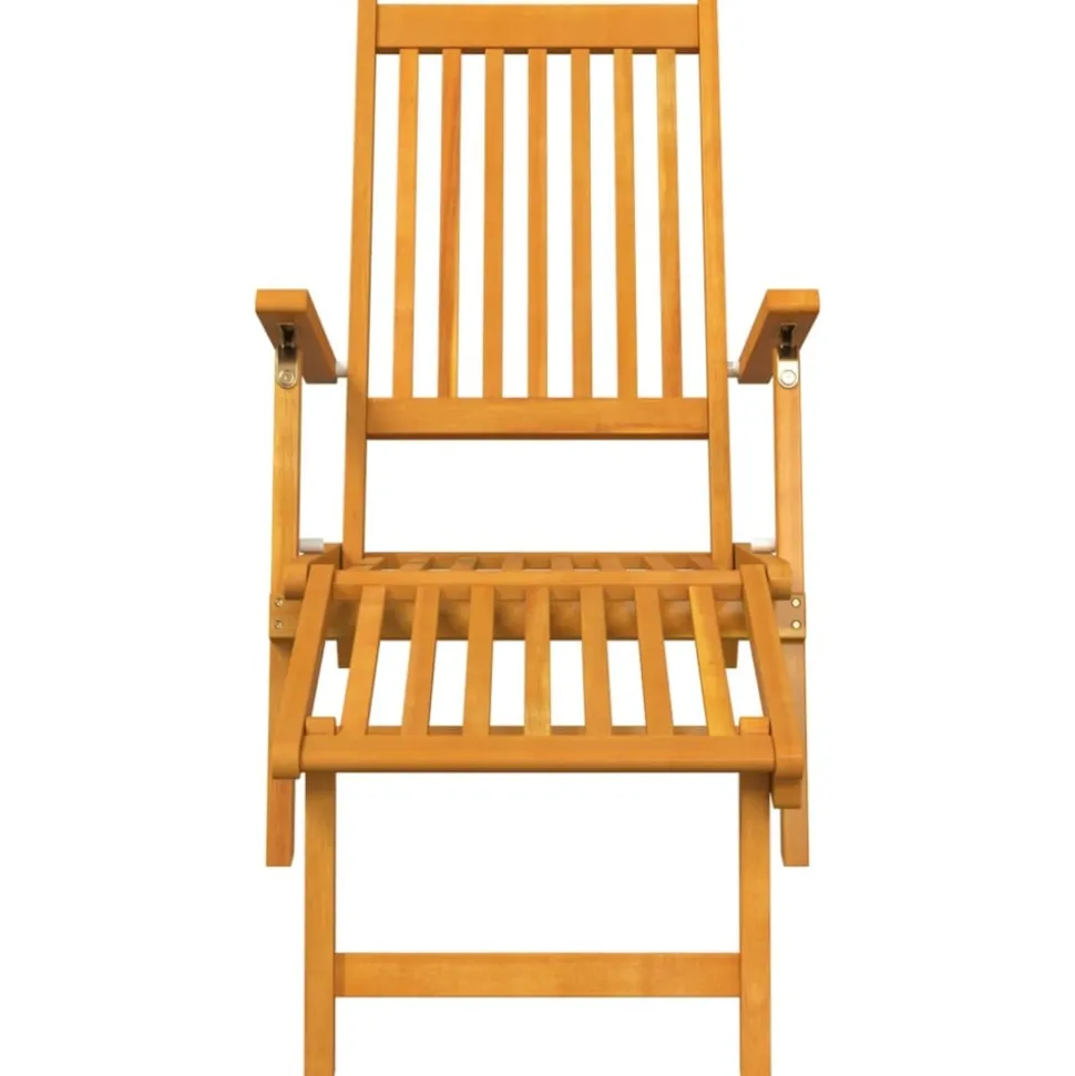 MAISON EXCLUSIVE - Chaise longue d'extérieur repose-pieds et table acacia solide