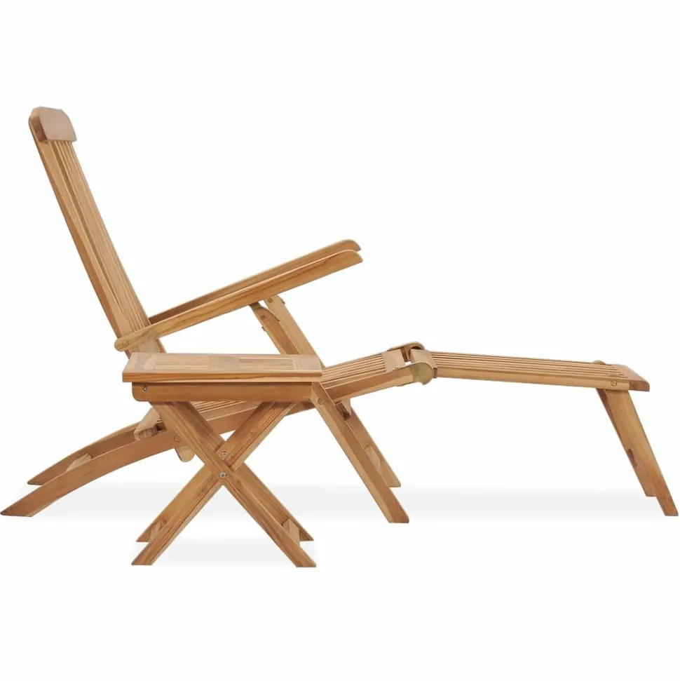 MAISON EXCLUSIVE - Chaise longue de jardin avec repose-pied et table bois de teck
