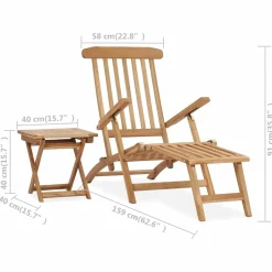 MAISON EXCLUSIVE - Chaise longue de jardin avec repose-pied et table bois de teck