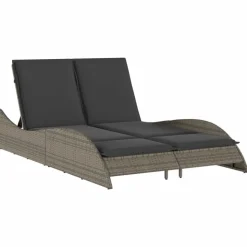 MAISON EXCLUSIVE - Chaise longue avec coussins gris 114x205x73 cm résine tressée