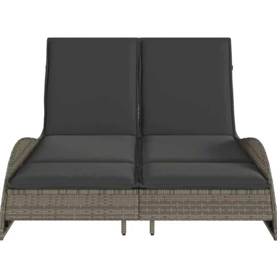 MAISON EXCLUSIVE - Chaise longue avec coussins gris 114x205x73 cm résine tressée