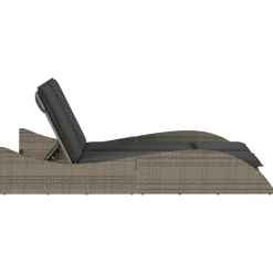MAISON EXCLUSIVE - Chaise longue avec coussins gris 114x205x73 cm résine tressée