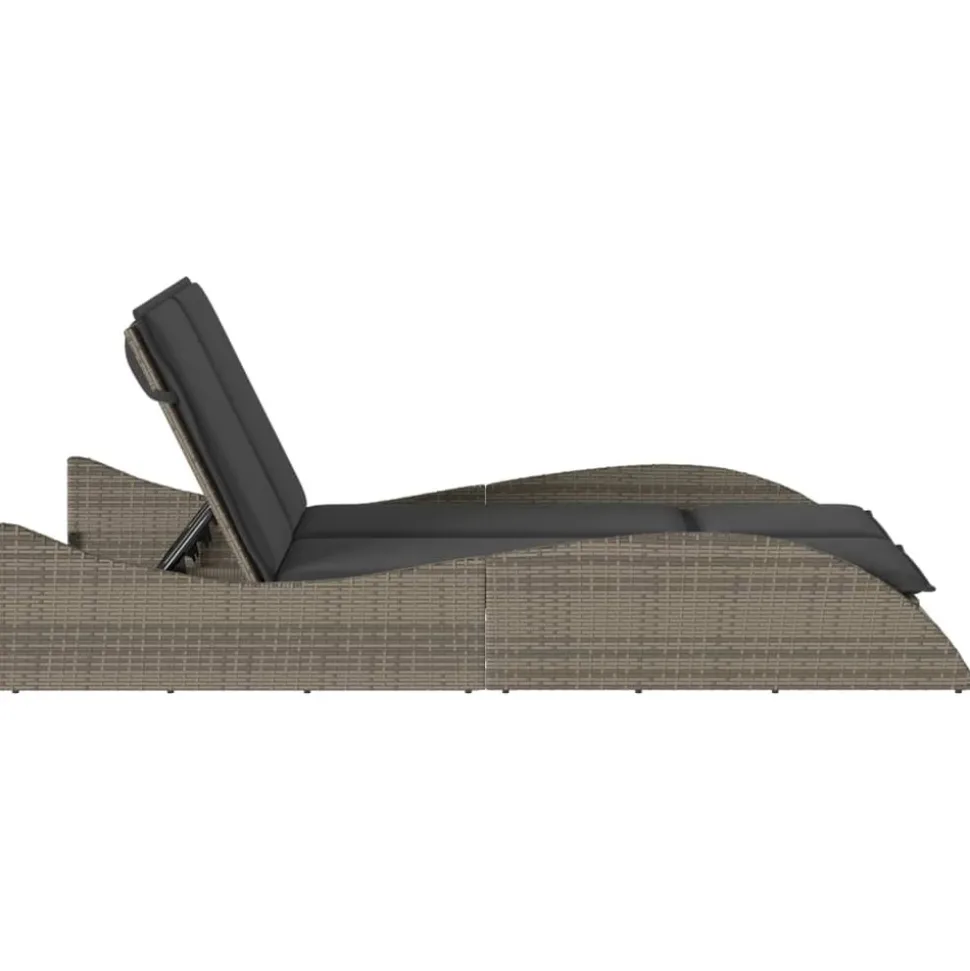 MAISON EXCLUSIVE - Chaise longue avec coussins gris 114x205x73 cm résine tressée