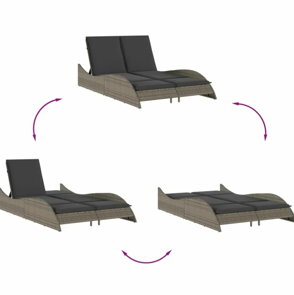 MAISON EXCLUSIVE - Chaise longue avec coussins gris 114x205x73 cm résine tressée