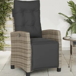 MAISON EXCLUSIVE - Chaise inclinable de jardin et repose-pied gris résine tressée