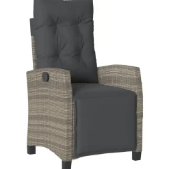 MAISON EXCLUSIVE - Chaise inclinable de jardin et repose-pied gris résine tressée