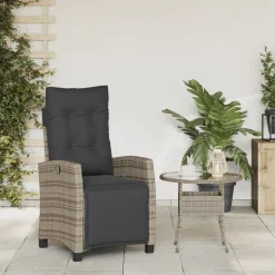 MAISON EXCLUSIVE - Chaise inclinable de jardin et repose-pied gris résine tressée