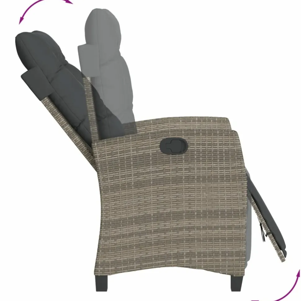 MAISON EXCLUSIVE - Chaise inclinable de jardin et repose-pied gris résine tressée