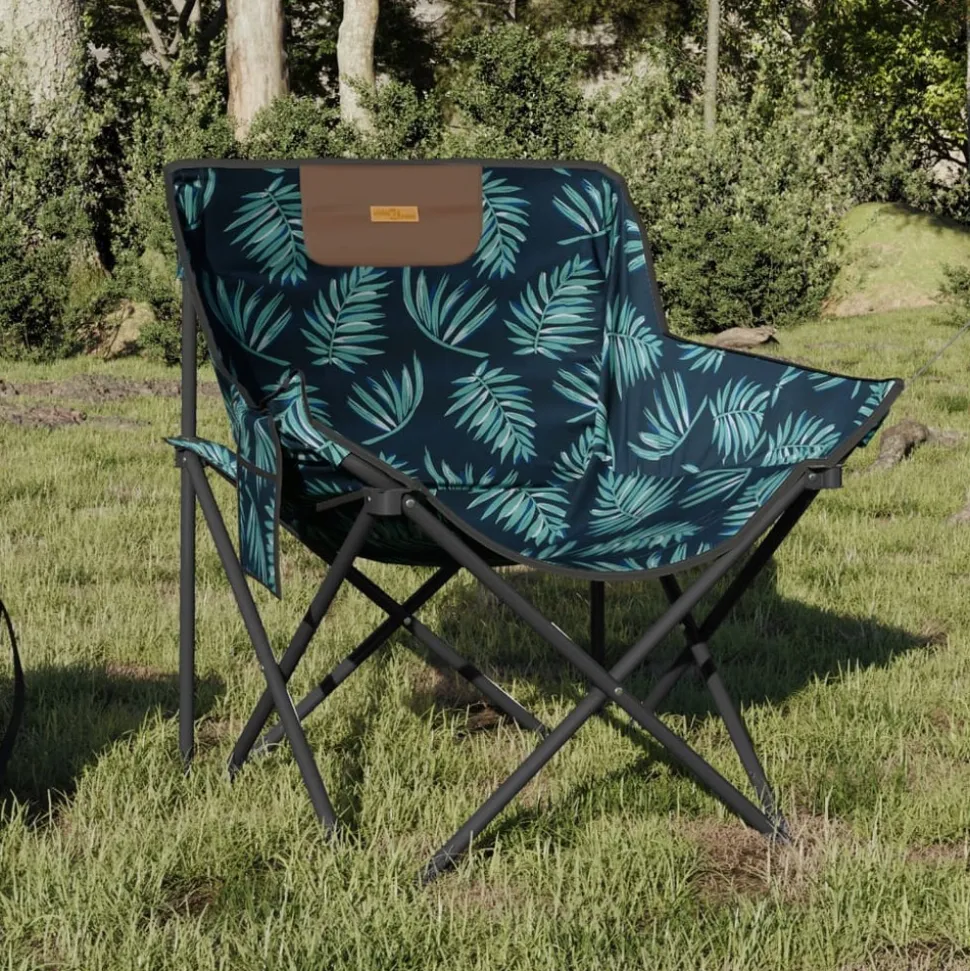 MAISON EXCLUSIVE - Chaise de camping avec poche pliable lot de 2 motif de feuille