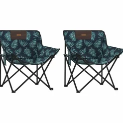 MAISON EXCLUSIVE - Chaise de camping avec poche pliable lot de 2 motif de feuille